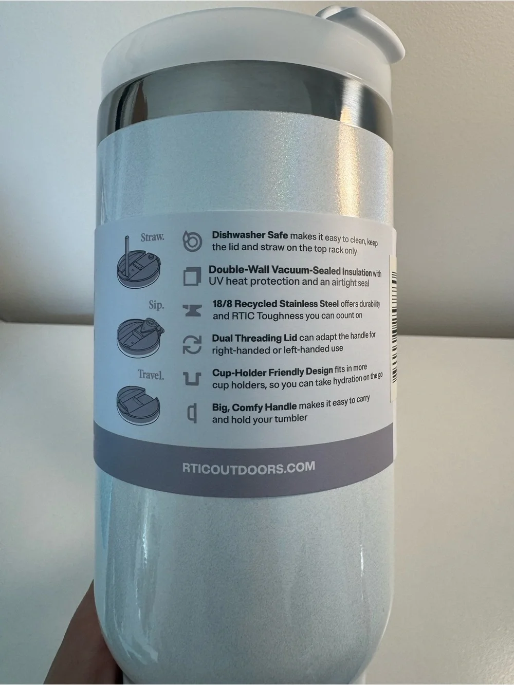 RTIC 30oz Road Trip Tumbler - White Glitter